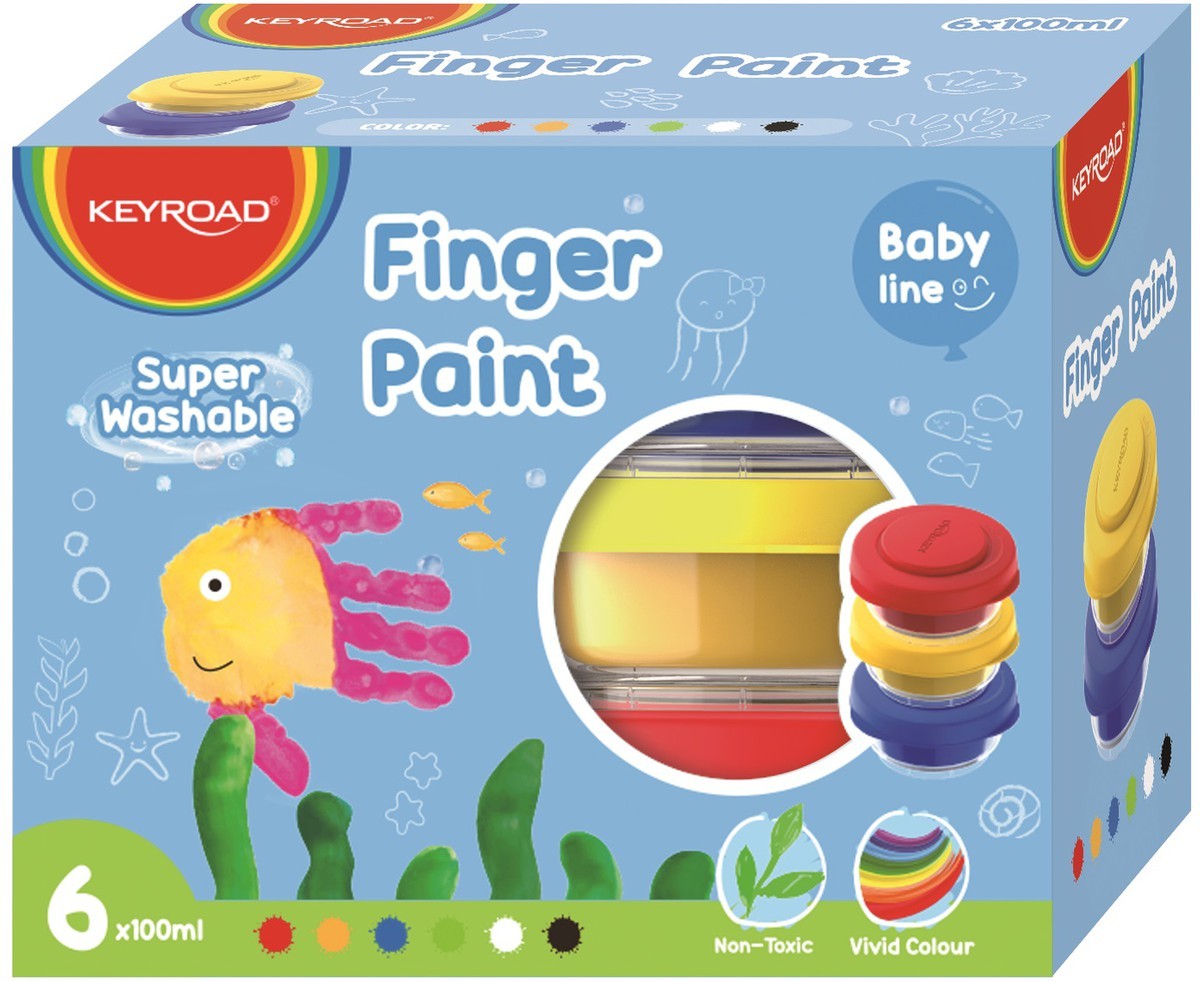Pintura de Dedos para Niños - 6 Botes de 100 ml KEYROAD